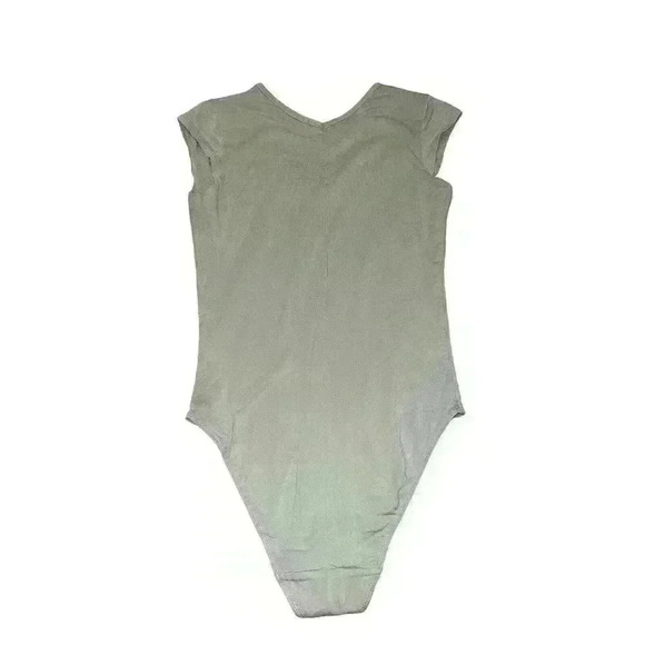 Everlane Light Green Short Sleeve V Neck Bodysuit Size Small - Picture 2 of 6